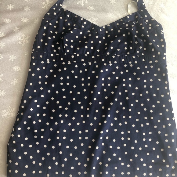 J Crew navy white polka dot lined halter top Sz 10 - Picture 4 of 8